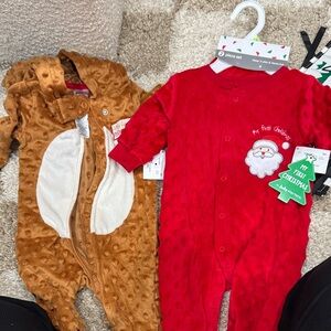 3 month reindeer and Santa outfit